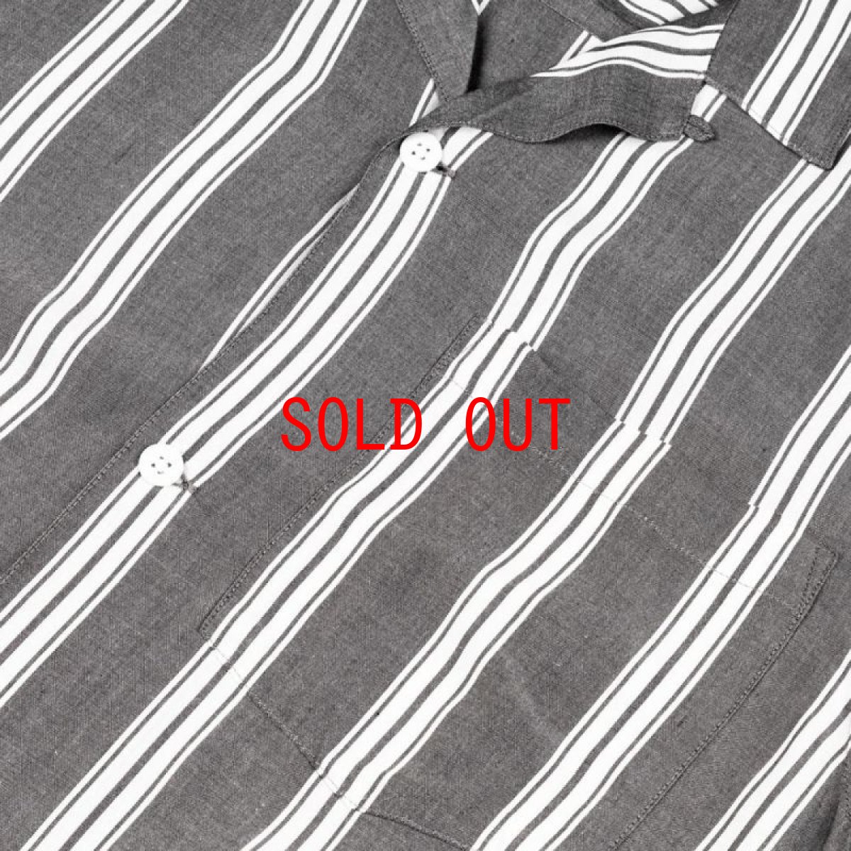 画像8: Foley S/S Shirt オープンカラー ストライプ 半袖 シャツ Black Wax rinsed White (8)