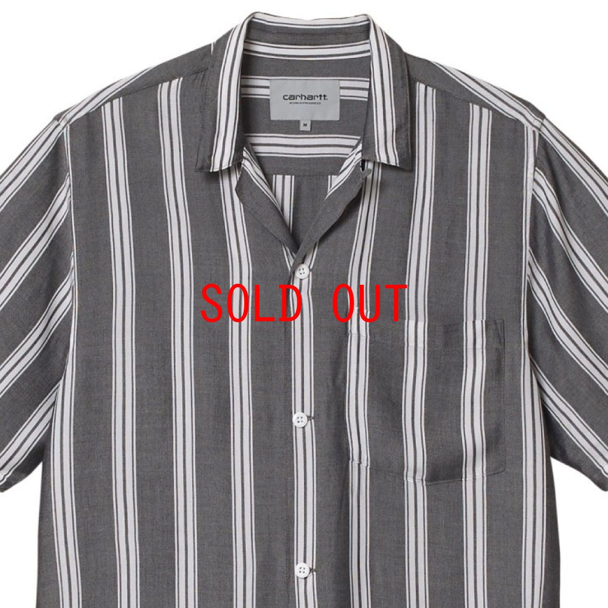 画像3: Foley S/S Shirt オープンカラー ストライプ 半袖 シャツ Black Wax rinsed White (3)