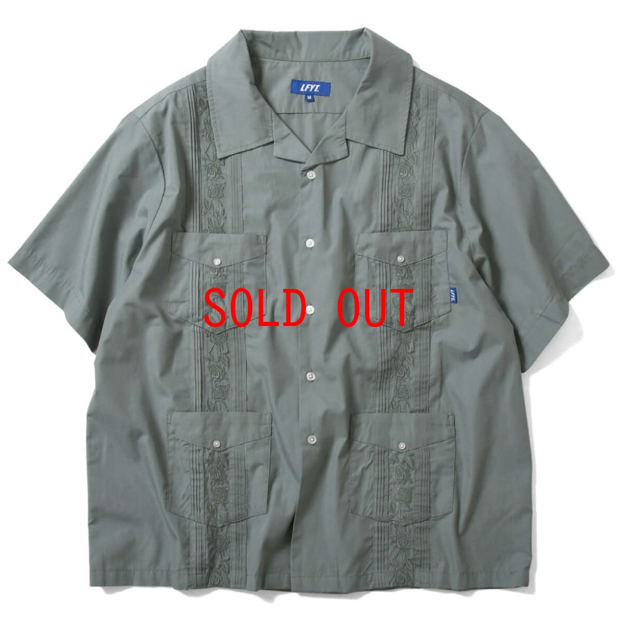 画像2: Rose Cuban S/S Shirt 半袖 キューバ シャツ embroidery 刺繍 ローズ Olive Green (2)