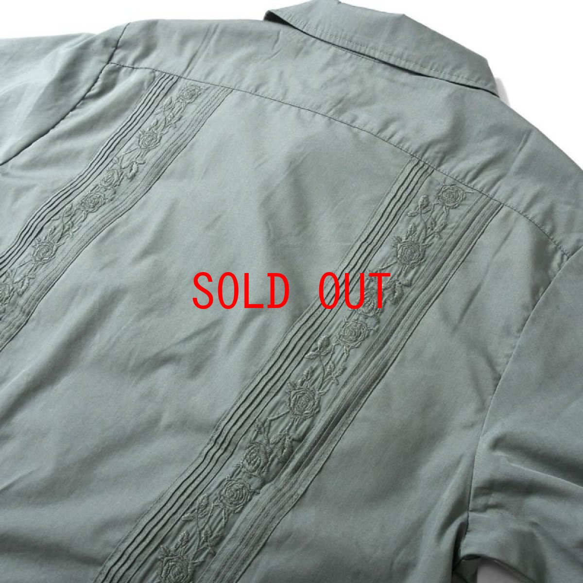 画像5: Rose Cuban S/S Shirt 半袖 キューバ シャツ embroidery 刺繍 ローズ Olive Green (5)