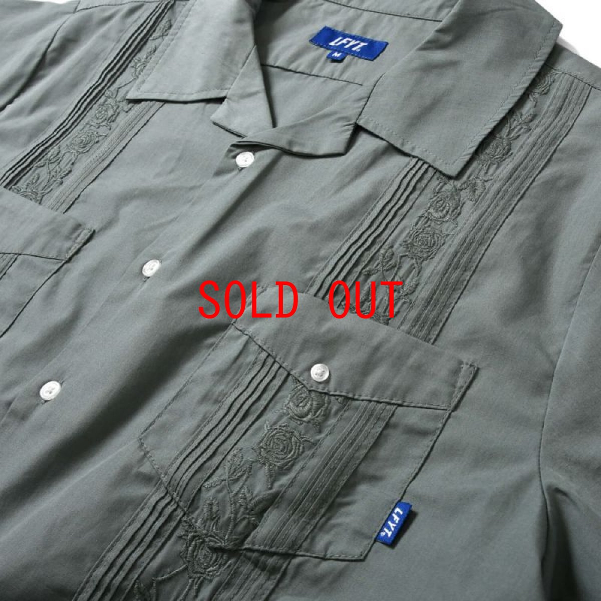 画像6: Rose Cuban S/S Shirt 半袖 キューバ シャツ embroidery 刺繍 ローズ Olive Green (6)