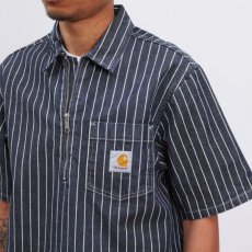 画像5: Trade S/S Half Zip Stripe Shirt ハーフ ジップ ストライプ 半袖 シャツ  (5)