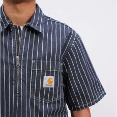 画像3: Trade S/S Half Zip Stripe Shirt ハーフ ジップ ストライプ 半袖 シャツ  (3)