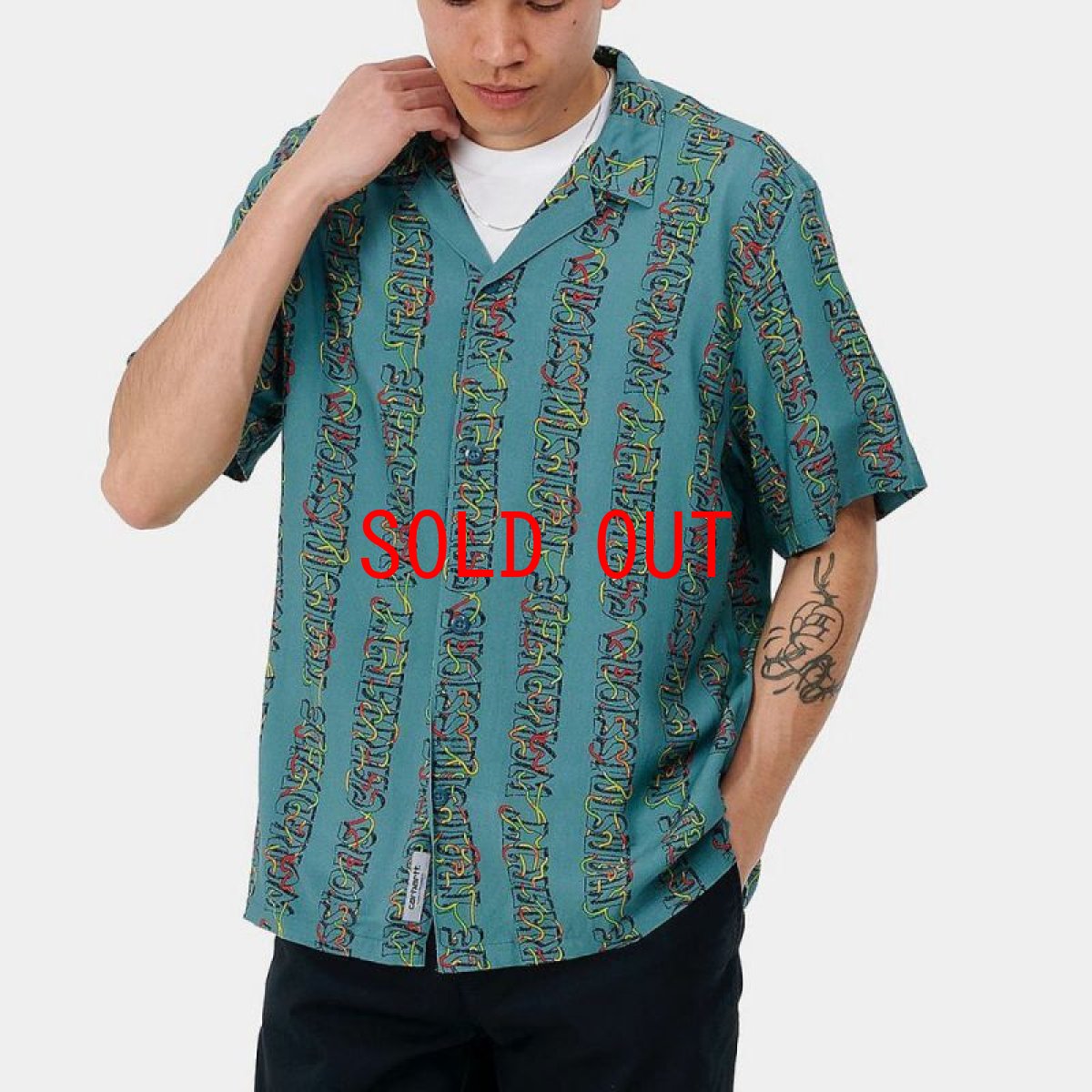 画像5: Transmission S/S Allover Open Colour Shirt オープンカラー ルーズフィット 半袖 柄 シャツ Hydro Green (5)