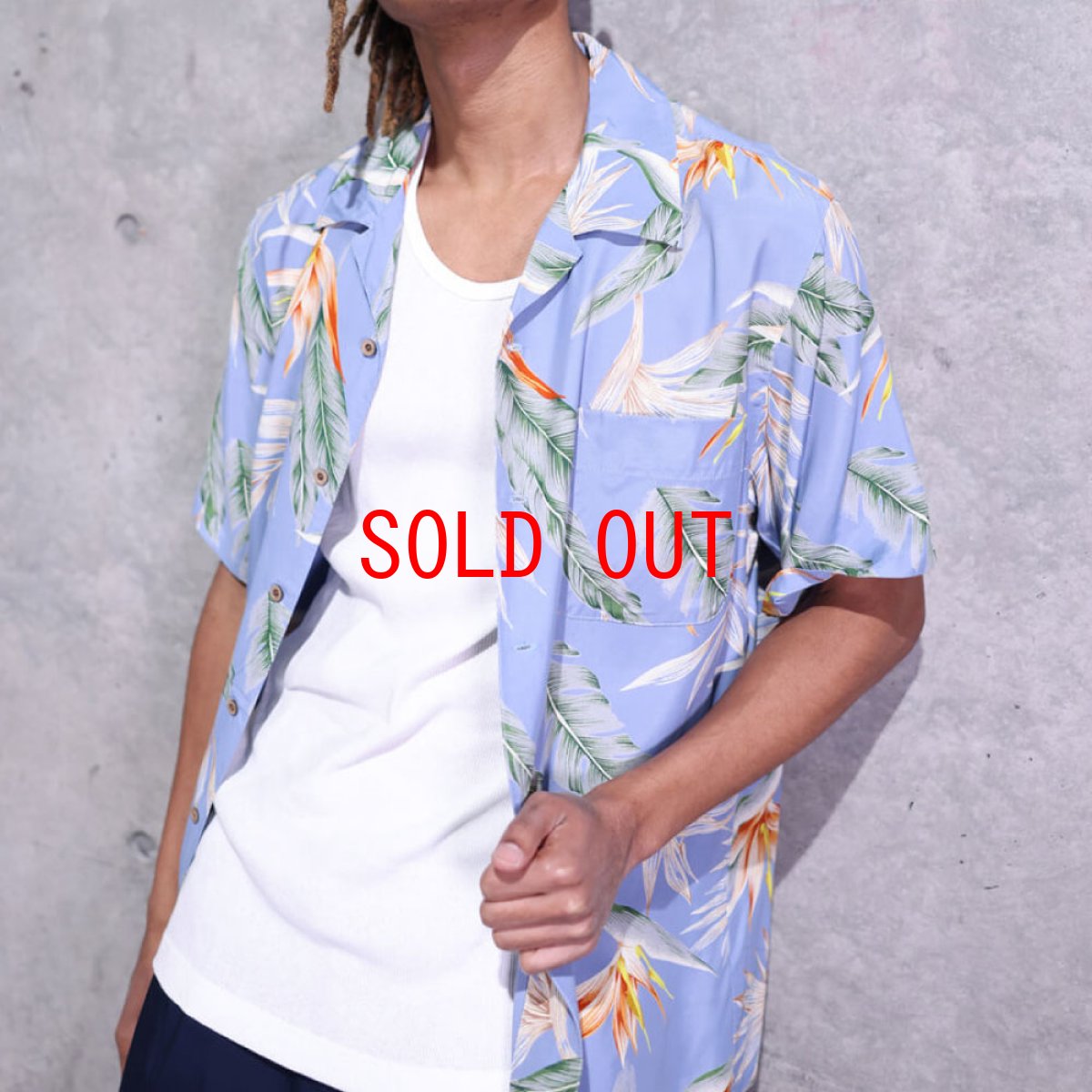 画像1: Bird Of Paradise S/S Aloha Shirt アロハ シャツ Blue (1)