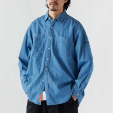 画像1: Blueslit L/S Denim Shirt 6oz 長袖 ボタンダウン デニム シャツ BIG シルエット Blue ブルー (1)