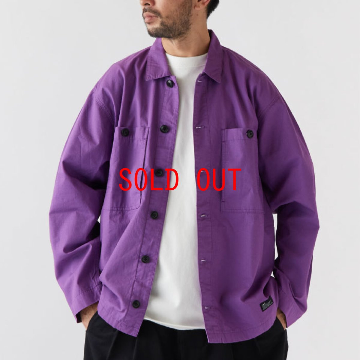 画像1: Remmington Shirt Jacket 長袖 ボタンダウン シャツ ジャケット Purple パープル (1)