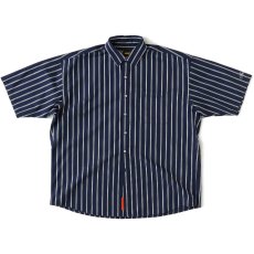 画像2: Shineline S/S Stripe Shirts ストライプ 半袖 シャツ オーバー サイズ Navy (2)