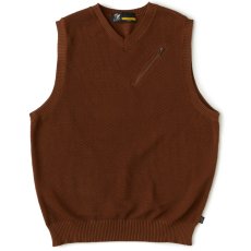 画像2: Kanokost V- Neck Vest カノコ Vネック ベスト ジップ ポケット Brown (2)