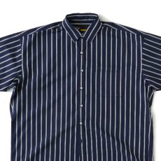 画像4: Shineline S/S Stripe Shirts ストライプ 半袖 シャツ オーバー サイズ Navy (4)