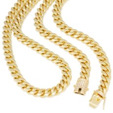 画像3: 10mm Miami Cuban Curb Chain Necklace Stainless Steel 14K Gold plating ネックレス マイアミ キューバン ゴールド リンク チェーン (3)