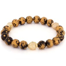 画像1: onyx gold dragon buddha bead meditation bracelet 約20cm オニキス ビーズ ブッダ ブレスレット (1)