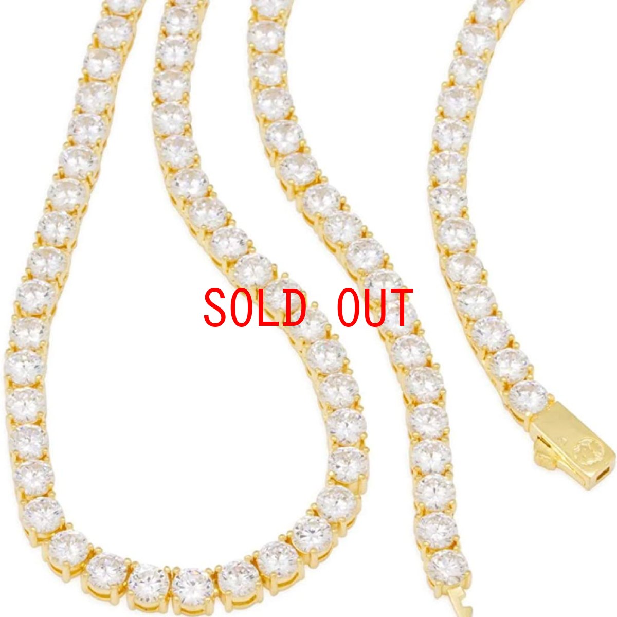 画像4: Tennis Chain Necklace 4mm 14K Gold ネックレス ゴールド テニス チェーン  (4)