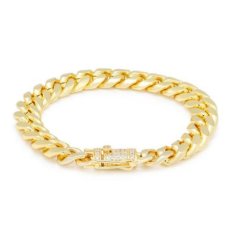 画像2: 10mm Miami Cuban Chain Bracelet ブレスレット ゴールド マイアミ キューバン ブレスレット Silver Gold シルバー ゴールド (2)