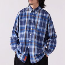 画像1: Deka Cheka L/S Shirt チェック ボタンダウン 長袖 シャツ Blue (1)