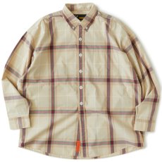 画像1: Deka Cheka L/S Shirt チェック ボタンダウン 長袖 シャツ Beige (1)