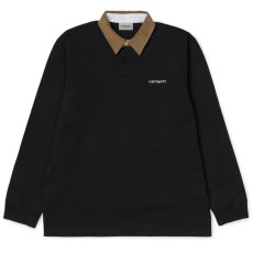 画像2: Cord Rugby L/S Polo Shirts 襟 コーデュロイ ラグビー シャツ Black Dusty H Brown (2)