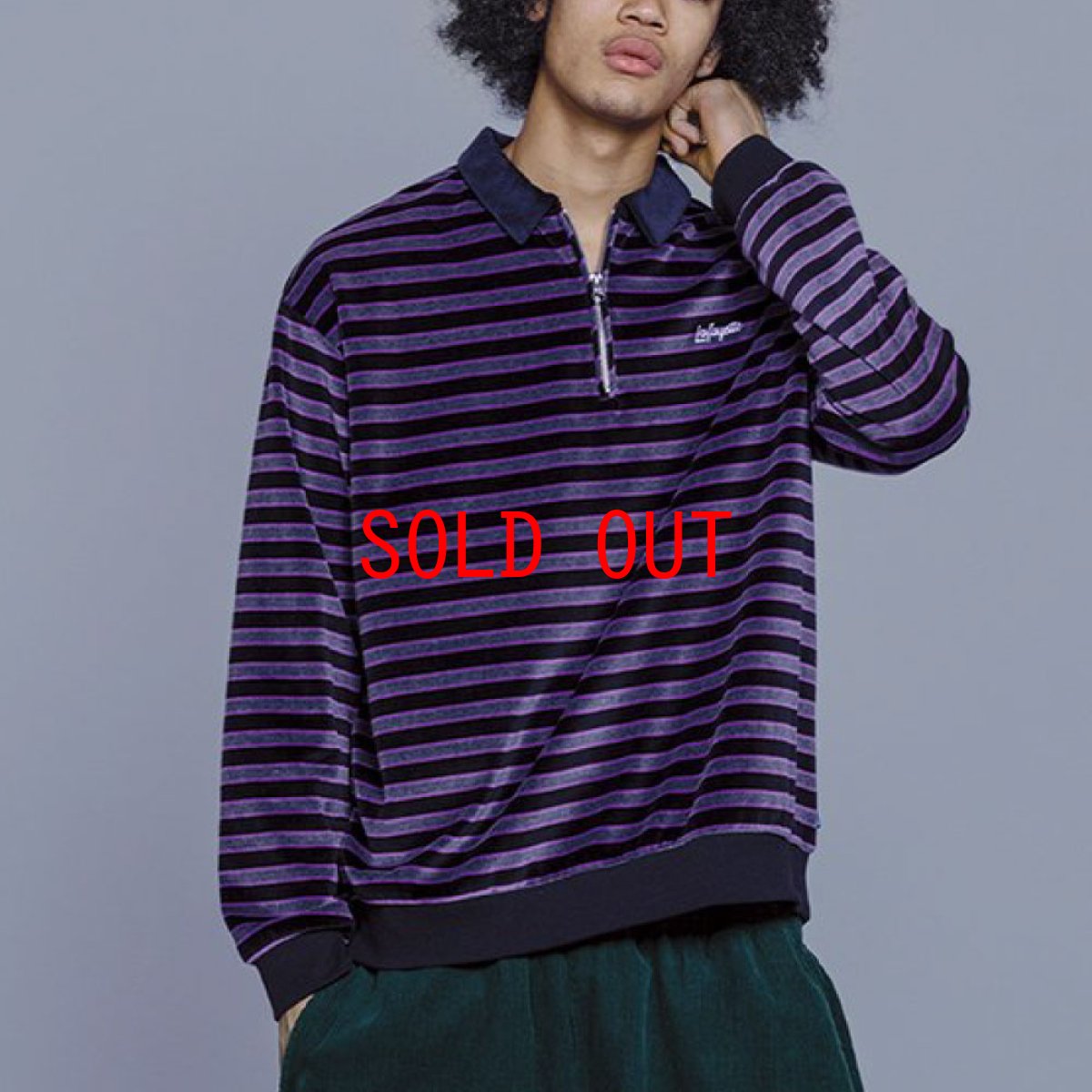 画像1: Half Zip Velour Shirt 長袖 ハーフ ジップ ベロア シャツ Purple (1)