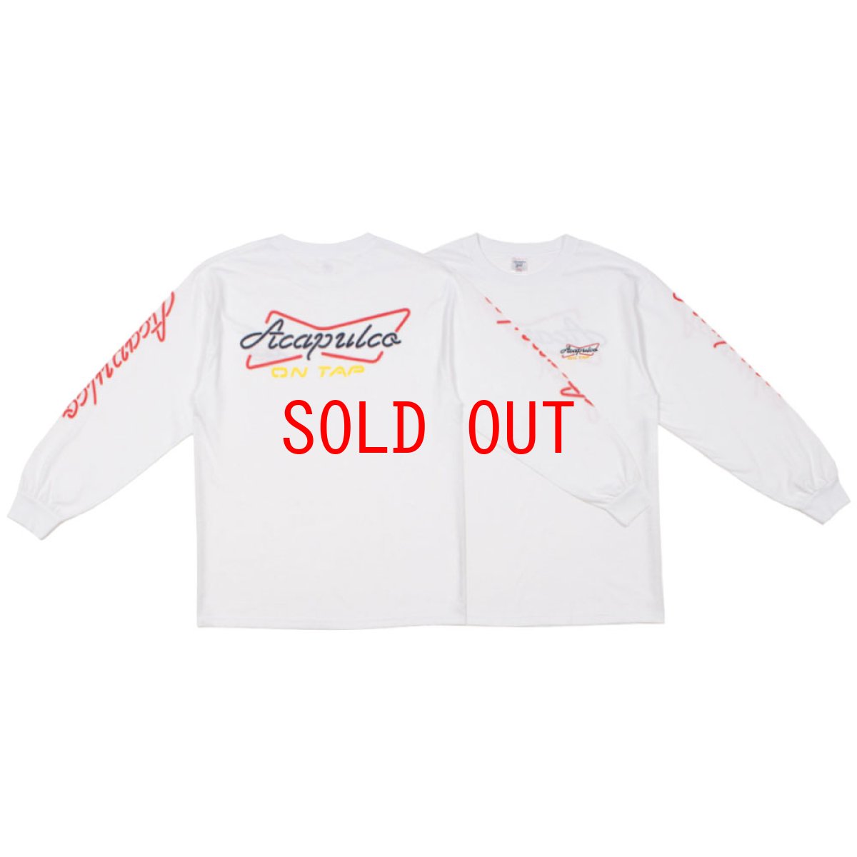 画像1: Buy Back Retro L/S Neon embroidery Tee ロングスリーブ ロンT 長袖 Tシャツ 刺繍 White (1)