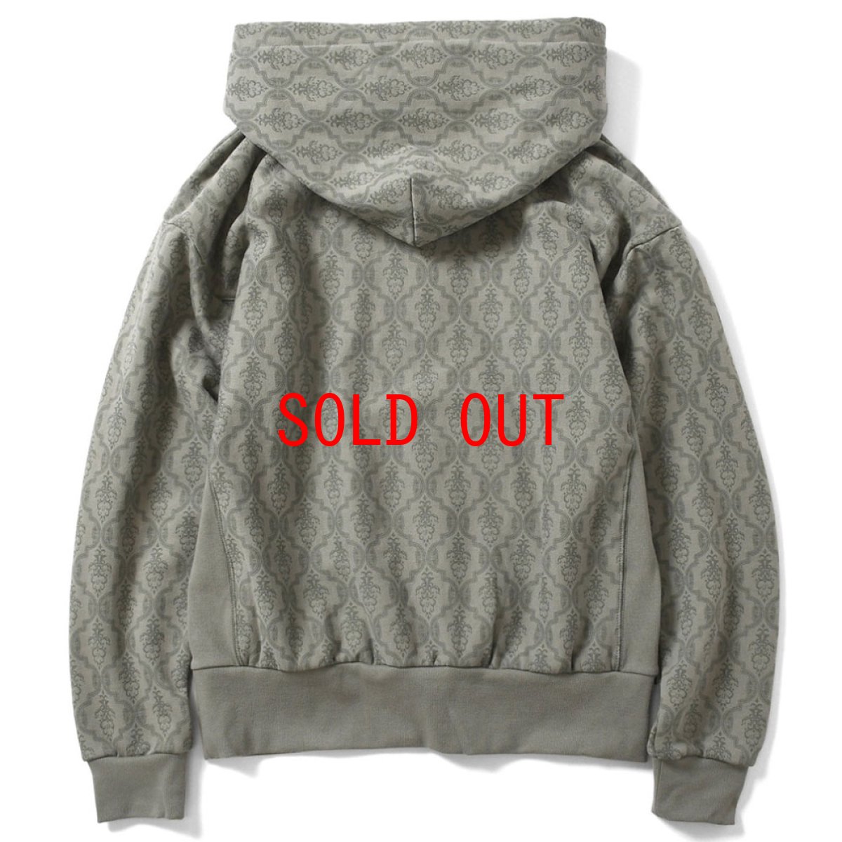 画像3: Damask Pattern Logo US Cotton Hooded Sweatshirt ダマスク ロゴ プルオーバー パーカー スウェット Gray (3)