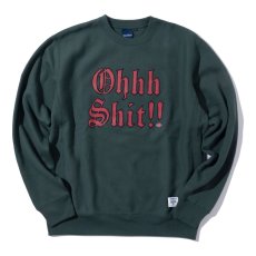 画像1: Ohhh Shit Crewneck Heavy Weight Sweat Shirt ヘヴィ スウェット クルーネック カレッジ ロゴ Green (1)