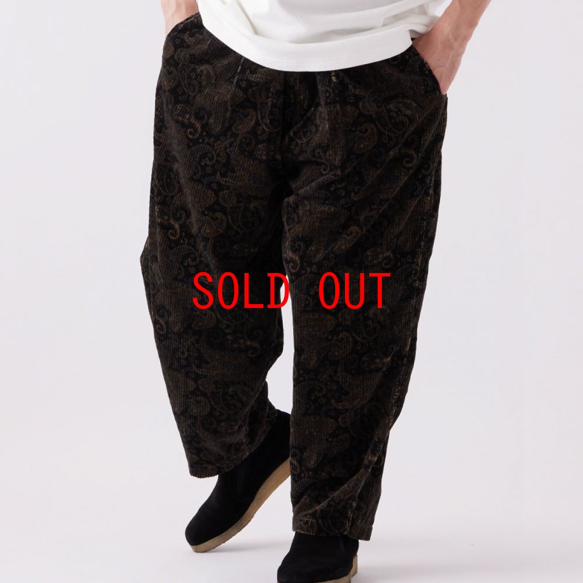 画像1: Gigacomma Paisley Corduroy Pants ペイズリー 太畝 コーデュロイ パンツ Black (1)