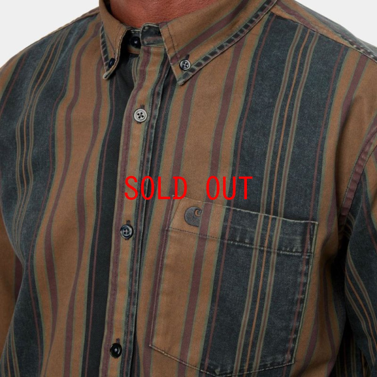 画像5: Maynard Stripe L/S Acid Wash Shirt ストライプ 長袖 シャツ アシッド ウォッシュ Tawny Brown Dark Navy (5)