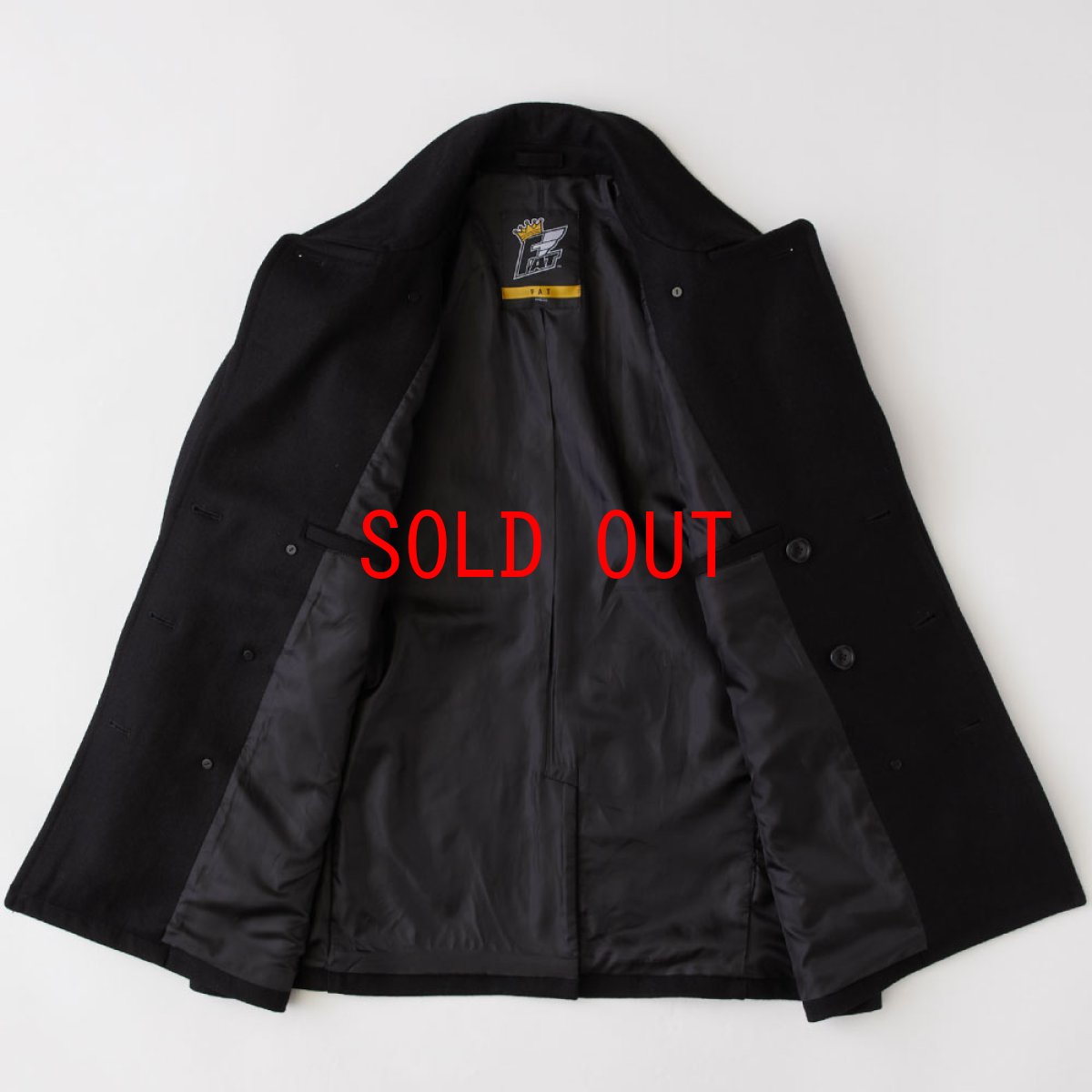 画像3: Pover P-Coat ウール メルトン Pコート ジャケット リラックス Black  (3)