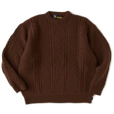 画像2: Gigandhi Fisherman Knit Sweater フィッシャーマン ニット Brown (2)