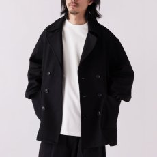 画像4: Pover P-Coat ウール メルトン Pコート ジャケット リラックス Black  (4)