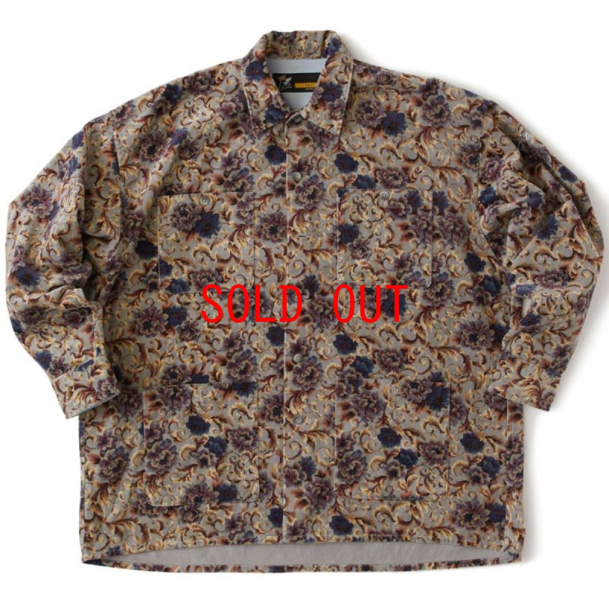 画像1: Gardener Flower Shirt Jacket ゴシック フラワー ライスコード シャツ ジャケット 長袖 Blue (1)
