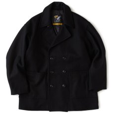 画像1: Pover P-Coat ウール メルトン Pコート ジャケット リラックス Black  (1)