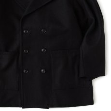 画像8: Pover P-Coat ウール メルトン Pコート ジャケット リラックス Black  (8)