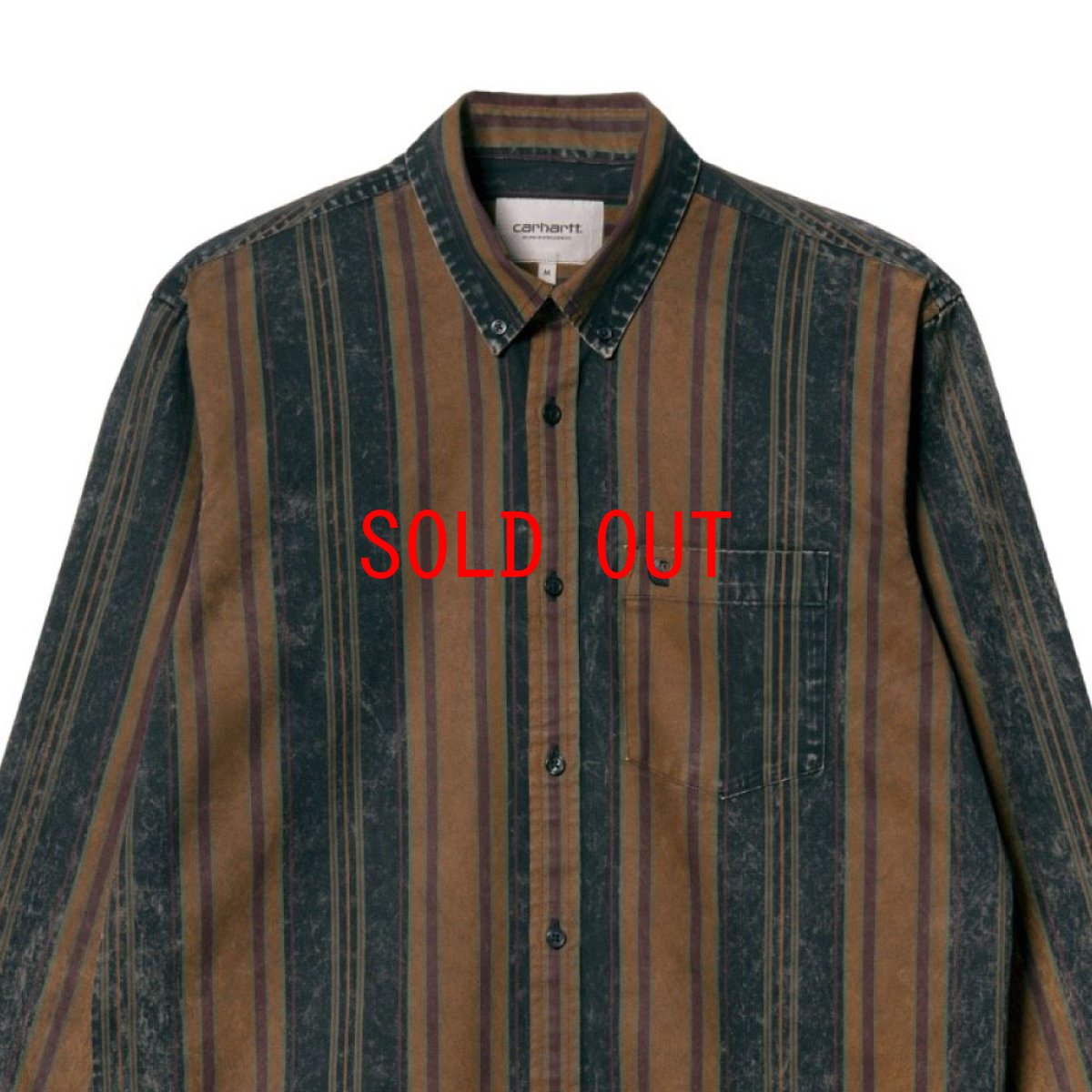 画像4: Maynard Stripe L/S Acid Wash Shirt ストライプ 長袖 シャツ アシッド ウォッシュ Tawny Brown Dark Navy (4)