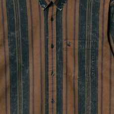 画像9: Maynard Stripe L/S Acid Wash Shirt ストライプ 長袖 シャツ アシッド ウォッシュ Tawny Brown Dark Navy (9)