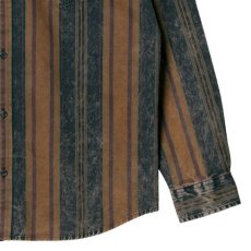 画像8: Maynard Stripe L/S Acid Wash Shirt ストライプ 長袖 シャツ アシッド ウォッシュ Tawny Brown Dark Navy (8)