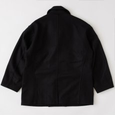 画像2: Pover P-Coat ウール メルトン Pコート ジャケット リラックス Black  (2)