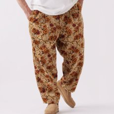 画像1: Gigarose Pants ゴシック フラワー ライスコード ワイド テーパード パンツ Beige (1)