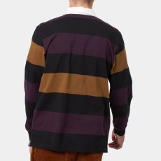 画像4: Hansen L/S Rugby Polo shirt ハンセン 長袖 ボーダー ラグビー ポロ シャツ Black Burgundy (4)