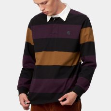 画像1: Hansen L/S Rugby Polo shirt ハンセン 長袖 ボーダー ラグビー ポロ シャツ Black Burgundy (1)