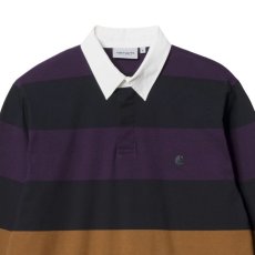 画像5: Hansen L/S Rugby Polo shirt ハンセン 長袖 ボーダー ラグビー ポロ シャツ Black Burgundy (5)