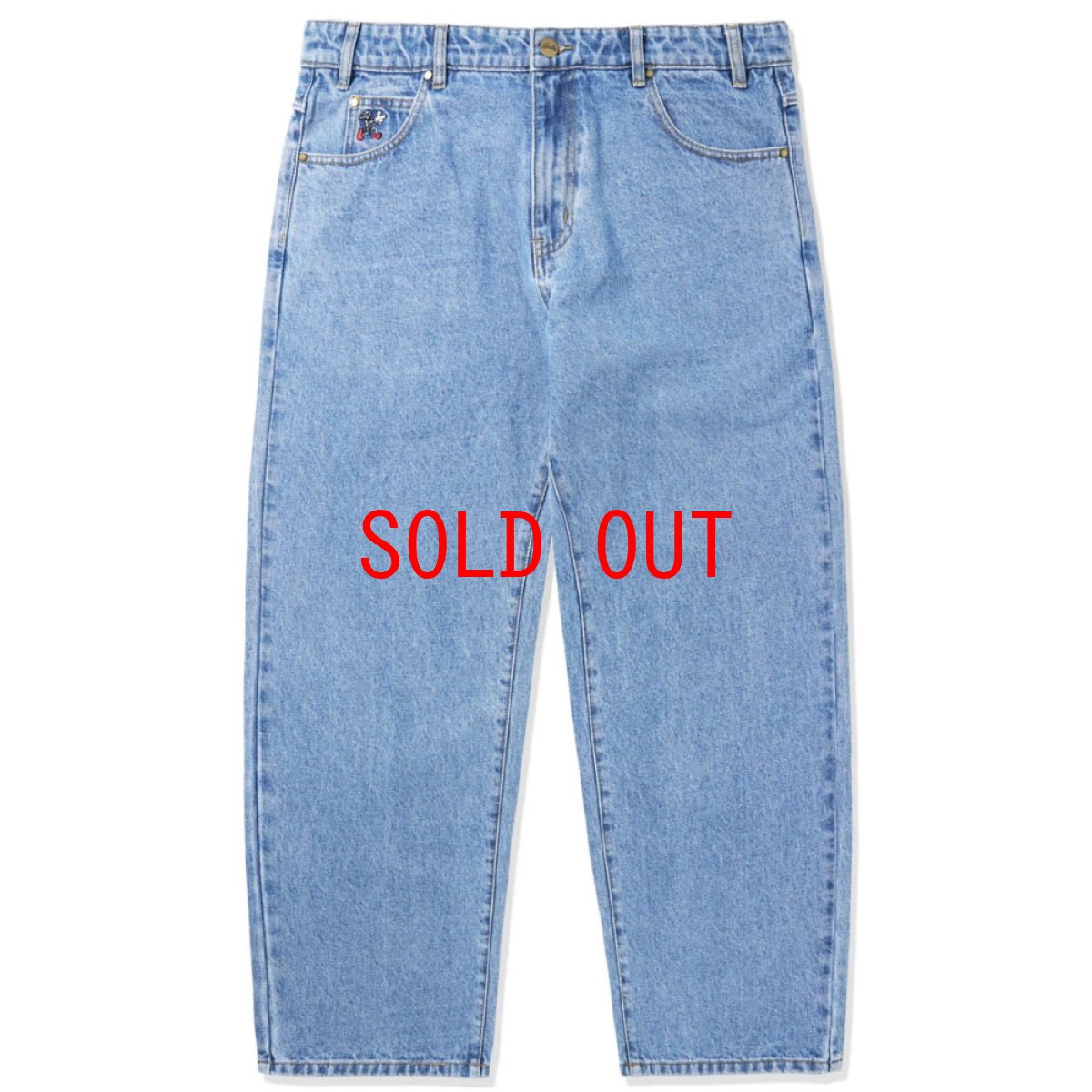 画像2: Screw Denim Baggy embroidery Pants スクリュー デニム 刺繍 バギー パンツ Washed Indigo (2)