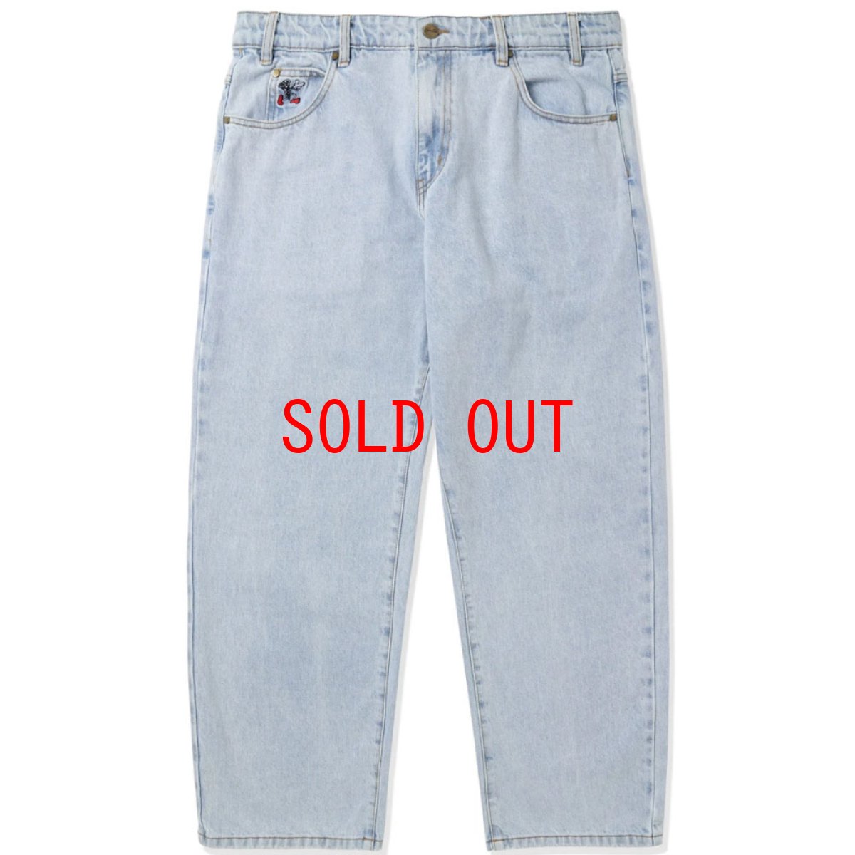 画像2: Screw Denim Baggy embroidery Pants スクリュー デニム 刺繍 バギー パンツ Light Blue (2)