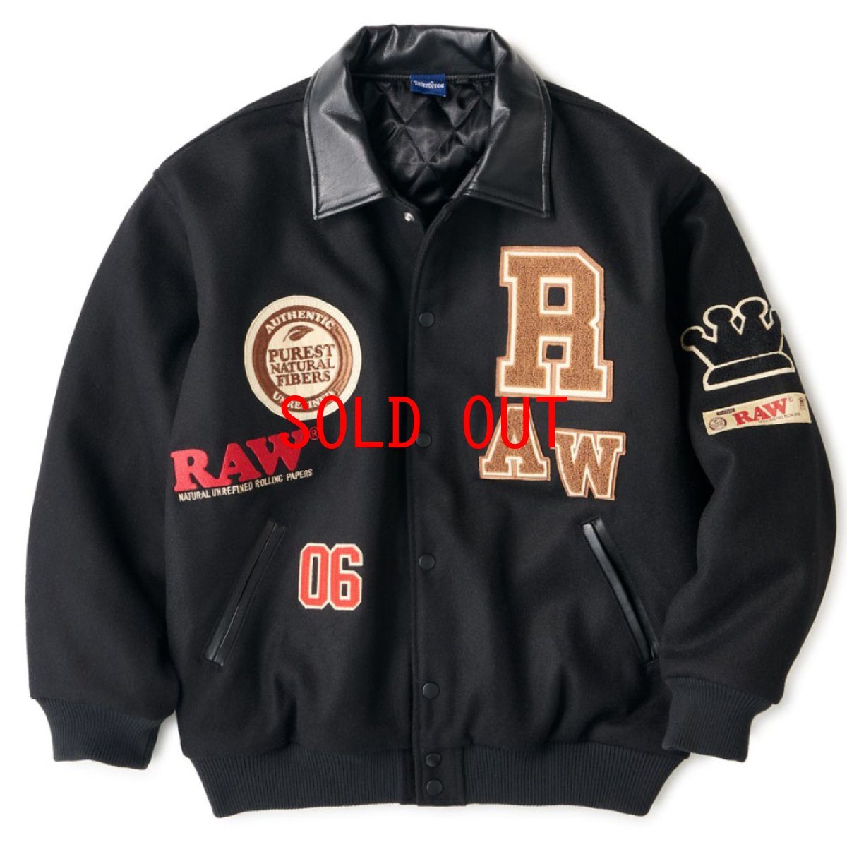 画像1: x Raw Varsity Jacket ロウ スタジャン バーシーティー ジャケット Black (1)