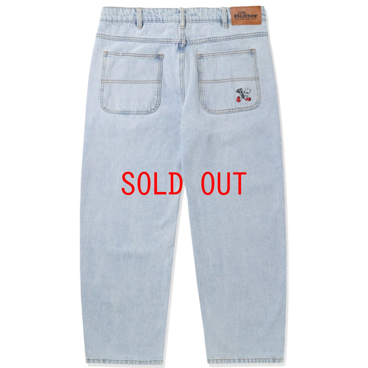 画像1: Screw Denim Baggy embroidery Pants スクリュー デニム 刺繍 バギー パンツ Light Blue (1)