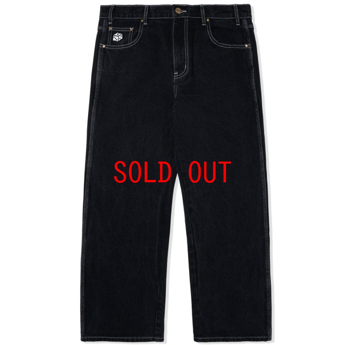 画像2: Dice Denim Relaxed embroidery Pants デニム リラックス パンツ Washed Black (2)