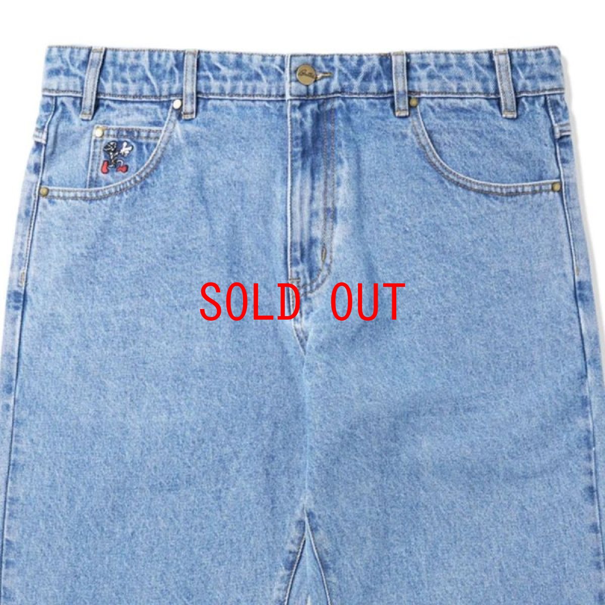 画像3: Screw Denim Baggy embroidery Pants スクリュー デニム 刺繍 バギー パンツ Washed Indigo (3)