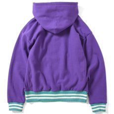 画像2: Striped Rib Small LF Logo US Cotton Hooded Sweatshirt ストライプ リブ ロゴ プルオーバー パーカー スウェット Purple (2)