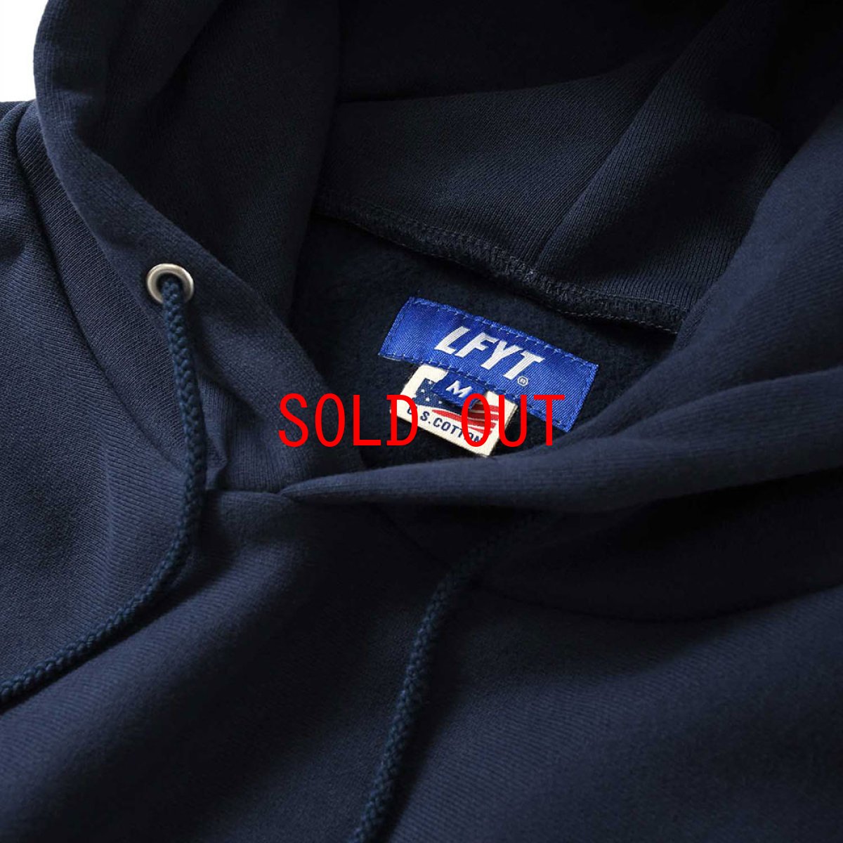 画像3: Striped Rib Small LF Logo US Cotton Hooded Sweatshirt プルオーバー パーカー スウェット Navy (3)