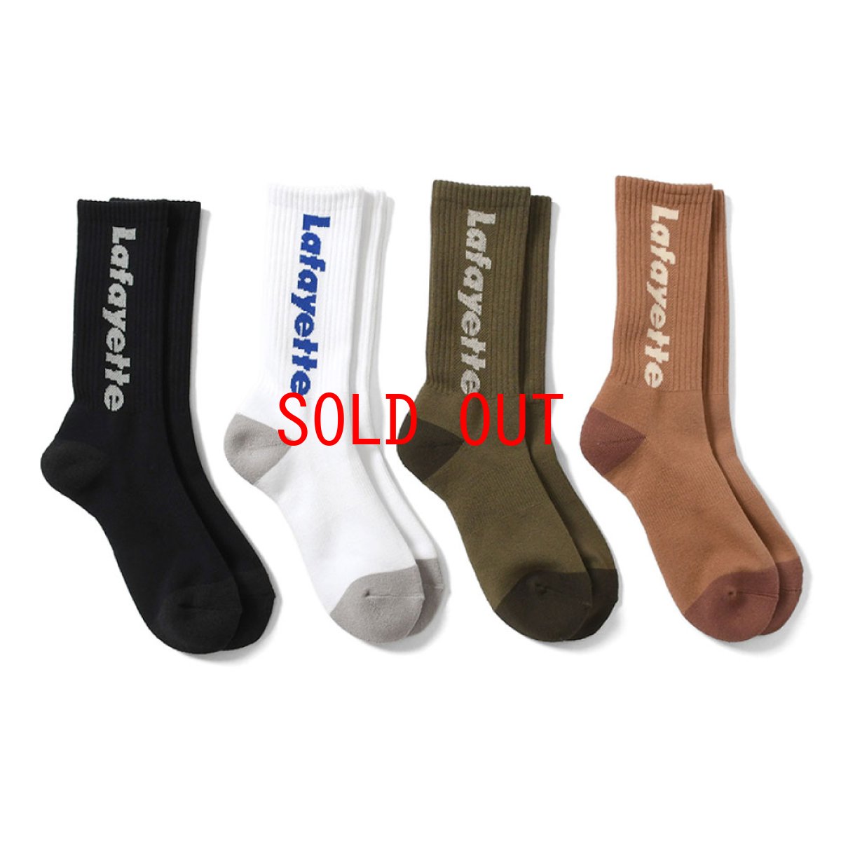 画像1: Logo Crew Socks ソックス White Black Brown Olive Green (1)